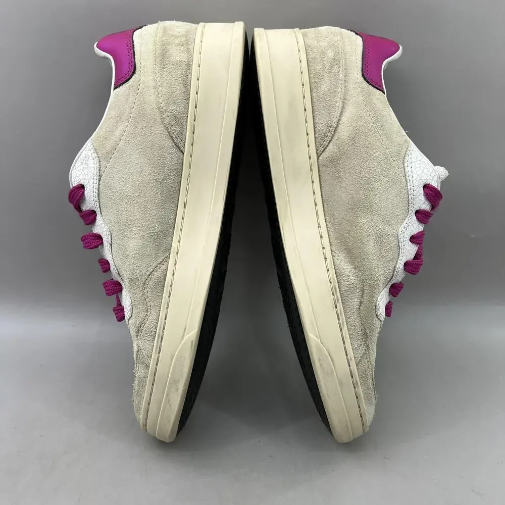 P448 Bali Suede Low Top Casual Shoes Women Size 7.5 Beige Pink Comfort Sneakers